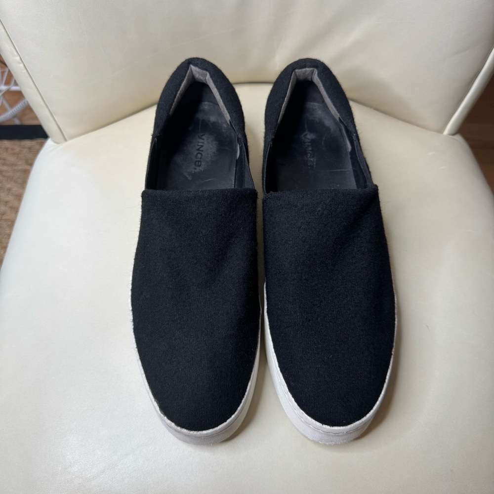 VINCE Warren Wool Flannel Black Slip-On Platform Sneakers Size US 11 (EUR 41) - Picture 9 of 15